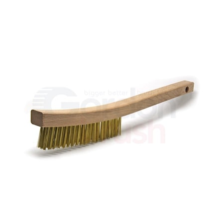 Gordon Brush 3x19 Row 0.012 Brass Wire, 13-3/4 Curved Wood Handle Scratch Brush, PK12 403BG